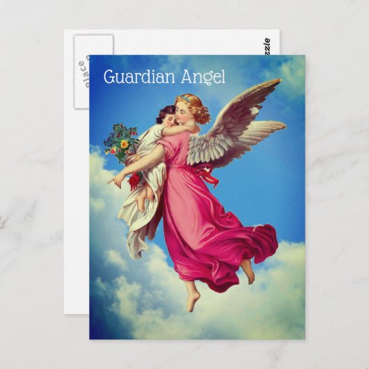 Guardian Angel en Child Inspirerend Briefkaart (Voorkant / Achterkant)
