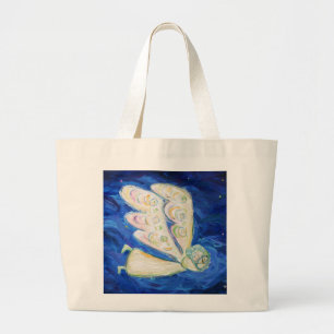 Guardian Angel en Slapen Baby Aangepaste Canvas ta Grote Tote Bag