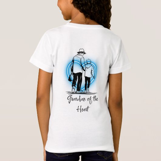 Guardian Angel Father and Son Blue Heart Art T-shirt (Achterkant)