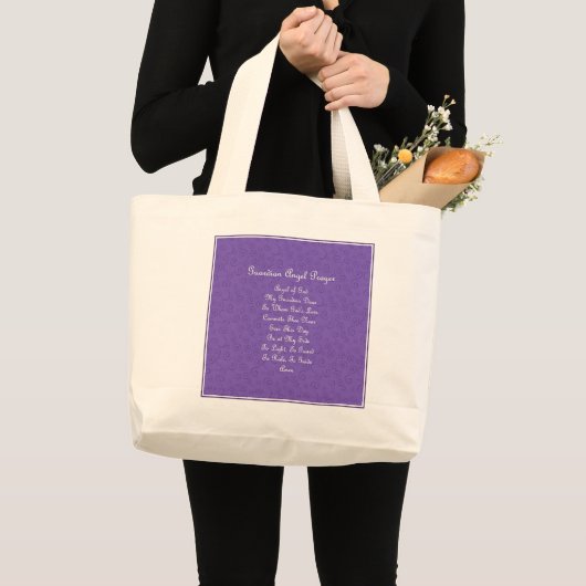 Guardian Angel Gebed Paars  Grote Tote Bag (Voorkant (product))