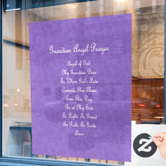 Guardian Angel Gebed Paars Raamsticker (Cafe Raam)