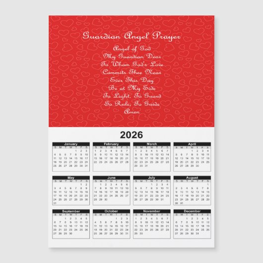 Guardian Angel Gebed Rode Harten 2026 Kalender (Voorkant)