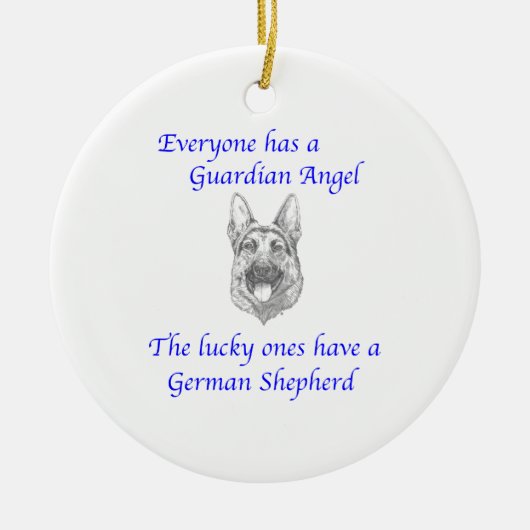 GUARDIAN ANGEL GERMAN SHEPHERD KERAMISCH ORNAMENT (Voorkant)