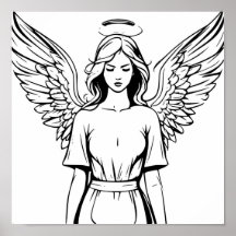 Guardian Angel Girl zwart en wit