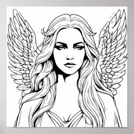 Guardian Angel Girl zwart en wit Poster