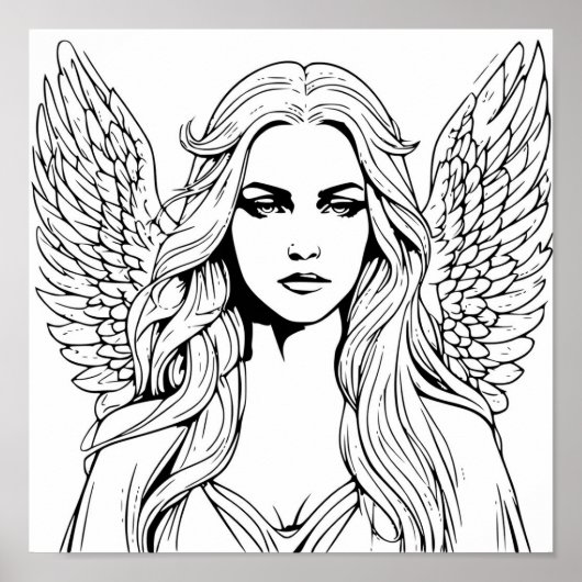 Guardian Angel Girl zwart en wit Poster (Voorkant)