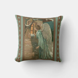 Guardian Angel House Window Hearts Gold Green Kussen