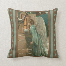 Guardian Angel House Window Hearts Gold Green Kussen