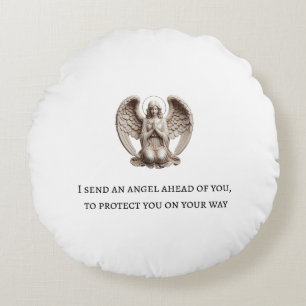 Guardian Angel - "I Send an Angel Ahead of You" Bi Rond Kussen