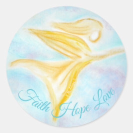 Guardian Angel in Flight – Faith Hope Love Blue Ronde Sticker