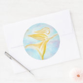 Guardian Angel in Flight – Golden Turquoise Sky Ronde Sticker (Envelop)