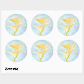 Guardian Angel in Flight – Golden Turquoise Sky Ronde Sticker (Vel)