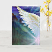 Guardian Angel Indigo Wing – Blank Greeting Kaart (Gele Bloem)