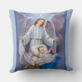Guardian Angel-jongen baby blauw hemels Kussen (Achterkant)