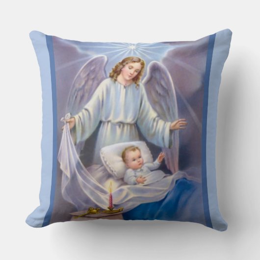 Guardian Angel-jongen baby blauw hemels Kussen (Voorkant)