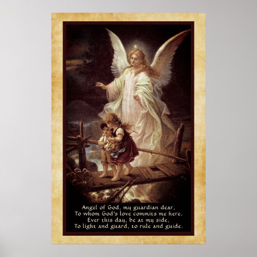 Guardian Angel, Kinderen, Brug en gedicht Poster (Voorkant)