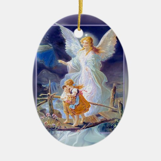 Guardian Angel, Kinderen en Brug Keramisch Ornament (Voorkant)