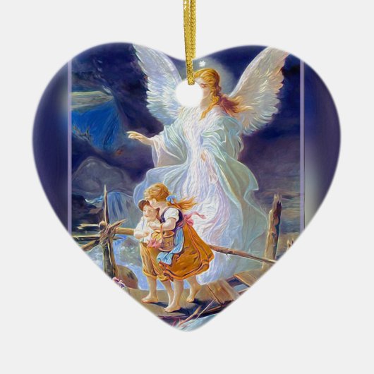 Guardian Angel, Kinderen en Brug Keramisch Ornament (Voorkant)