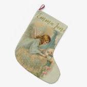 Guardian Angel met baby in de wieg Grote Kerstsok (Voorkant (Hangend))