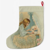 Guardian Angel met baby in de wieg Grote Kerstsok (Achterkant)