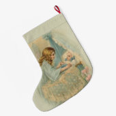 Guardian Angel met baby in de wieg Grote Kerstsok (Achterkant (Hangend))