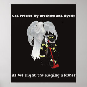 Guardian Angel met brandweerman Poster