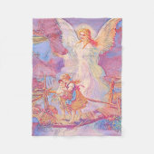 Guardian Angel met Children Crossing Bridge Fleece Deken (Voorkant)