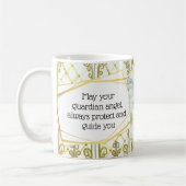 Guardian angel met gekleurde glazen ramen en citaa koffiemok (Links)