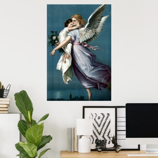 Guardian Angel met kind Poster (Thuiskantoor)