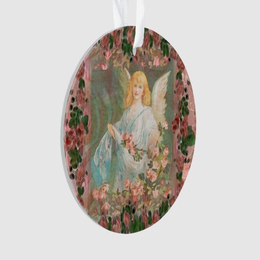 Guardian Angel met roze rozen Ornament (voorkant)