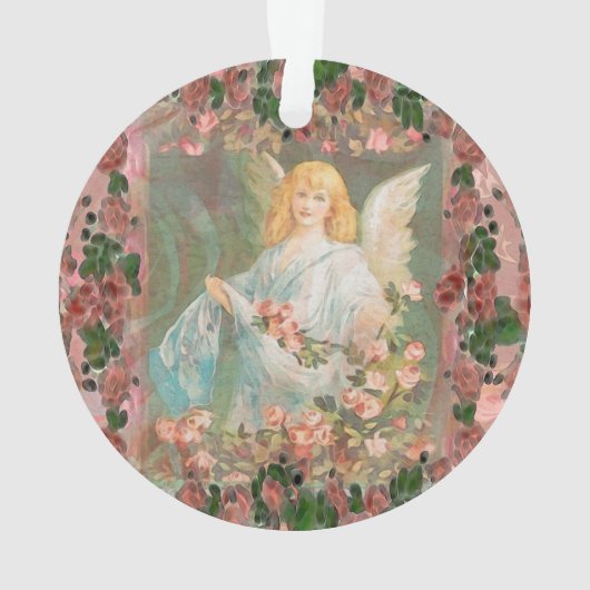 Guardian Angel met roze rozen Ornament (achterkant)
