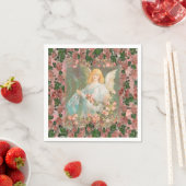 Guardian Angel met roze rozen Servetten (Insitu)