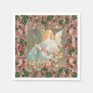 Guardian Angel met roze rozen Servetten