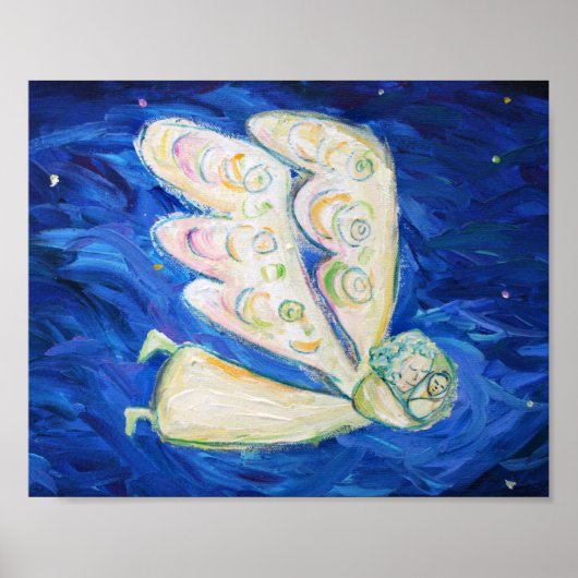 Guardian Angel met Slaapend Baby Art Print (Voorkant)