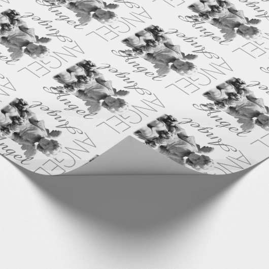 Guardian Angel monogram zwart-witte retro Cadeaupapier (Hoek)