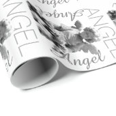 Guardian Angel monogram zwart-witte retro Cadeaupapier (Rol Hoek)