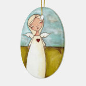 Guardian Angel - Ovaal keramisch decoratief Keramisch Ornament (Links)