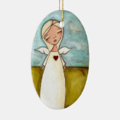 Guardian Angel - Ovaal keramisch decoratief Ornament (Rechts)