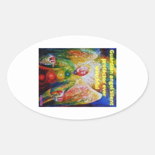 Guardian angel ovale sticker (Voorkant)