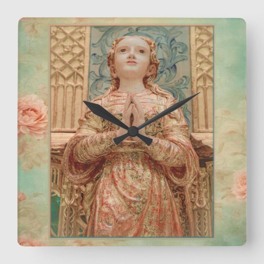 Guardian Angel painting clock Vierkante Klok (Voorkant)