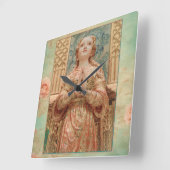 Guardian Angel painting clock Vierkante Klok (Hoek)