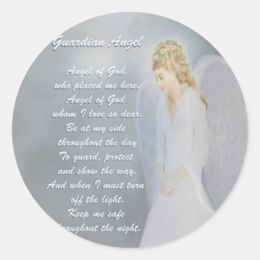 Guardian Angel Poem Ronde Sticker (Voorkant)