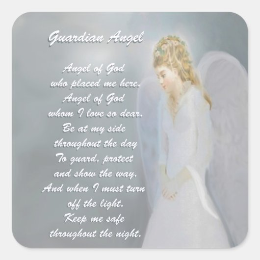 Guardian Angel Poem Vierkante Sticker (Voorkant)