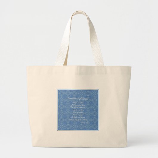 Guardian Angel Prayer Blauw Volwassen Grote Tote Bag (Voorkant)