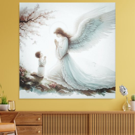 Guardian Angel Prayer Canvas Afdruk (Insitu (Woonkamer))