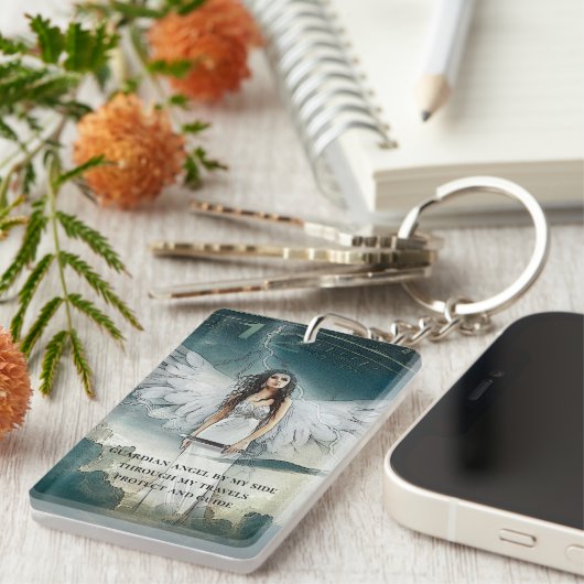 Guardian Angel Prayer Monogram Double Sided Sleutelhanger (Voorkant Rechts)