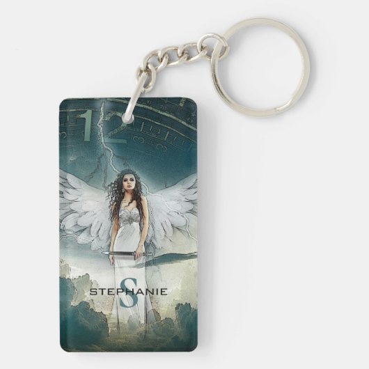 Guardian Angel Prayer Monogram Double Sided Sleutelhanger (achterkant)