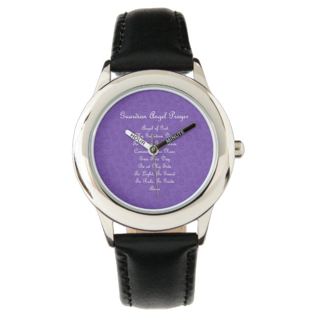 Guardian Angel Prayer Paars Horloge (Voorkant)