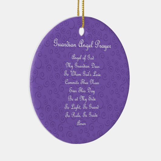Guardian Angel Prayer Paars Keramisch Ornament (Rechts)