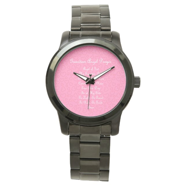 Guardian Angel Prayer Pink Horloge (Voorkant)